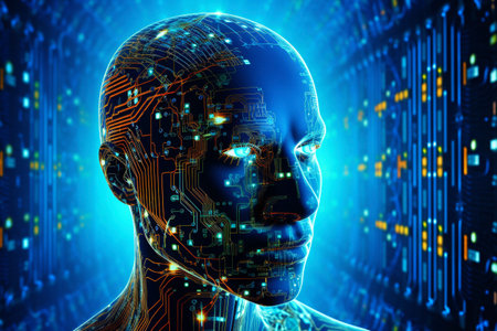 Artificial intelligence and machine learning concept. Generative AI.の素材
