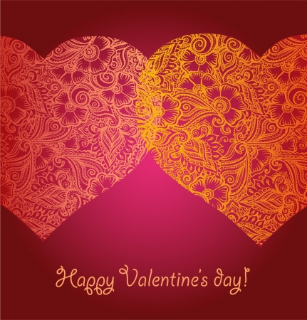 Vintage card with two heartのイラスト素材