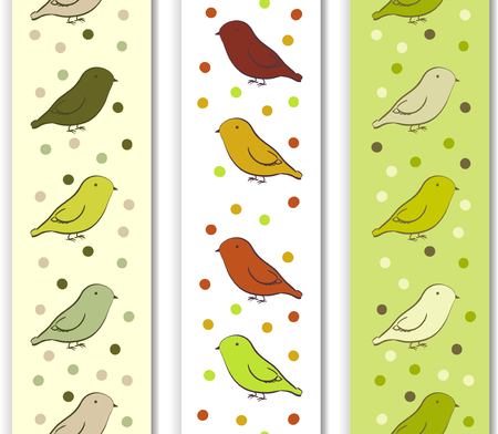 Vertical border with birds in neutral colorsのイラスト素材