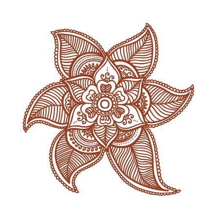 Ornamental flower - decorative indian henna ornament. Mendi vector in arabian styleのイラスト素材