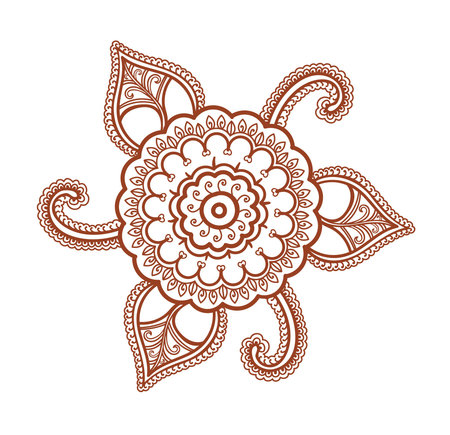 Ornamental flower - decorative indian henna ornament. Mendi vector in arabian styleのイラスト素材