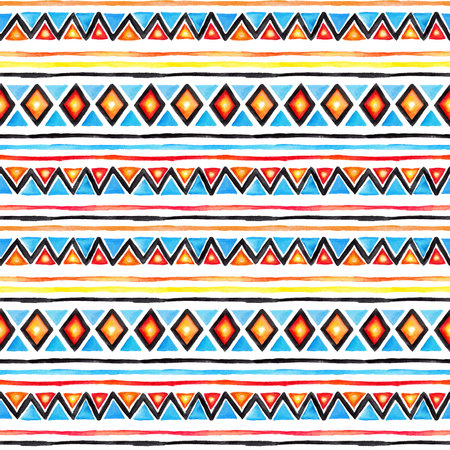Tribal design. Seamless background - native tribal pattern. Watercolor