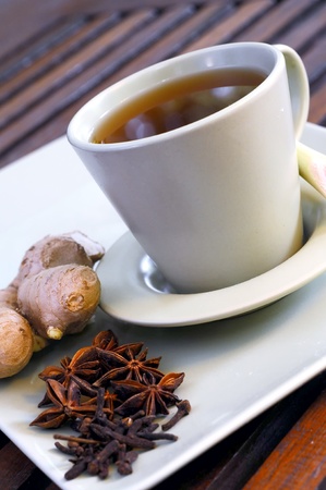 Herbal tea served during spa treatment の写真素材