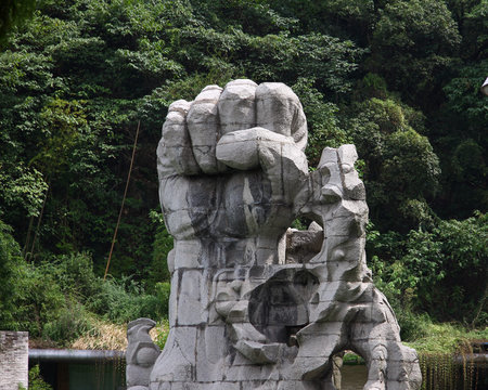 Hand sculpture, Zunyi Red Army martyrs cemetery outside.の写真素材