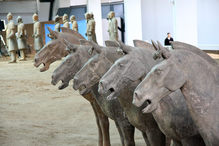 Terracotta Warriors pit located in this Lintong, Shaanxi Province, is one of the greatest discoveries and Horses of Qin Shi Huang Mausoleum のeditorial素材