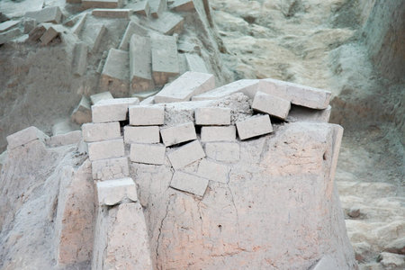 Terracotta Warriors pit located in this Lintong, Shaanxi Province, is one of the greatest discoveries and Horses of Qin Shi Huang Mausoleum のeditorial素材