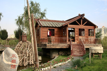 Waterwheel Park is a hundred miles Lanzhou Huanghe style online local characteristics most attractions, but also along the Yellow River in Lanzhou City, the oldest ancient irrigation tools.のeditorial素材