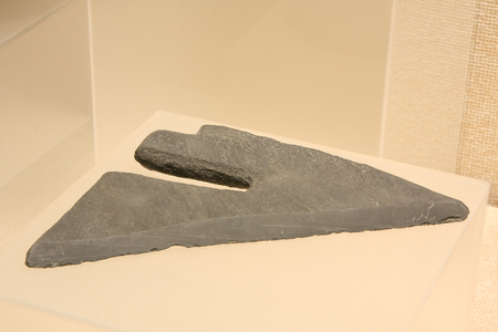 Stone ground-breaking device (Qianshanyang culture), Wuxing Qian Shan Yang unearthed, now at the Museum of Huzhou.のeditorial素材