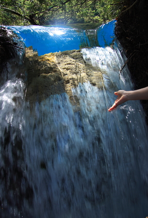 Jiuzhaigou waterfall its unique original landscape, known as  \"paradise on earth.\"の写真素材