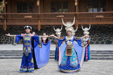 Guizhou Miao ethnic traditional costumeのeditorial素材
