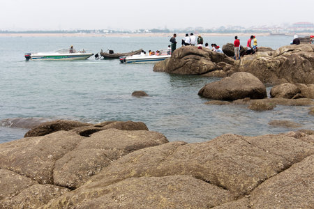 scenic spots of golden sand beachのeditorial素材