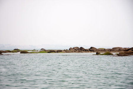 scenic spots of golden sand beachの写真素材