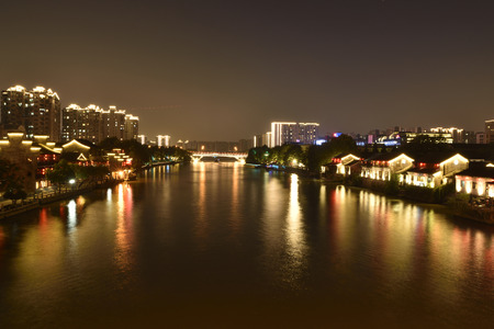 Night view of the canalのeditorial素材