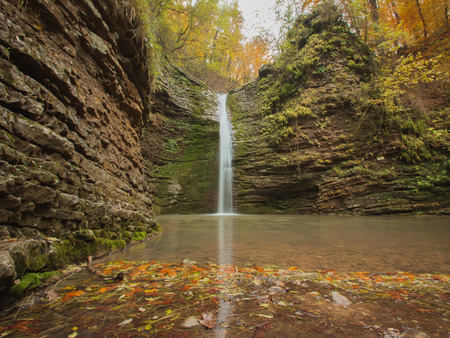 waterfall in the mountainsの写真素材