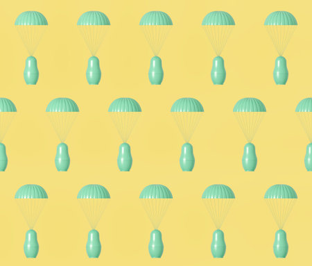 3d render of a colorful matryoshka nesting doll paratroopers