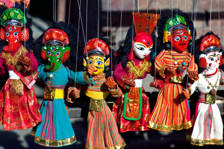 Famous Nepalese puppets at Durbar Square in Kathmandu, Nepalの写真素材