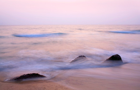 Indian Ocean at sunset in Kerala, South Indiaの写真素材