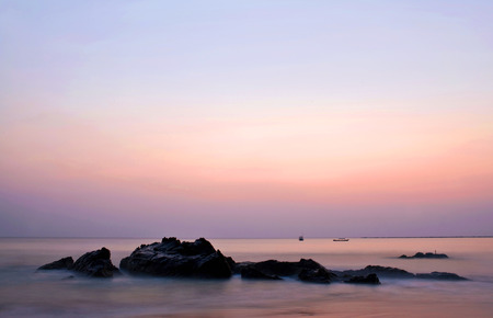 The tropical ocean in twilight backgroundの写真素材