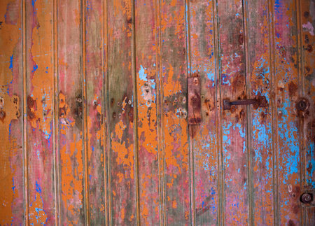 Colorful old wooden planking backgroundの写真素材