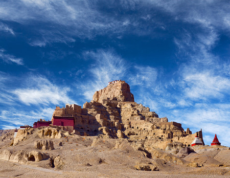 Tsaparang, the ruins of the ancient capital of Guge Kingdom and Tholing Monastery, Tibet. Tholing monastery was built in 997 AD by second King of the Guge Kingdom.の写真素材