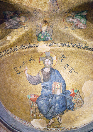 ISTANBUL, TURKEY - OCTOBER 31, 2015: Mosaic depicting Christ in Pammakaristos Church. The church was built between the eleventh and the twelfth centuriesのeditorial素材