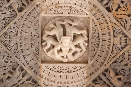 RANAKPUR, INDIA - JANUARY 8, 2019: Bas-relief in famous ancient Ranakpur Jain temple in Rajasthan stateのeditorial素材