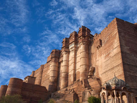 Famous old Mehrangarh or Mehran Fort in Jodhpur, Rajasthan, India. Built in 1459, the fort is situated 125 m above the cityのeditorial素材