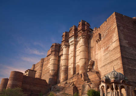 Famous old Mehrangarh or Mehran Fort in Jodhpur, Rajasthan, India. Built in 1459, the fort is situated 125 m above the cityのeditorial素材