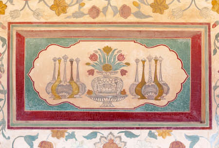 JAIPUR, INDIA - JANUARY 4, 2019: Detail of Ganesh gate in Amber Fort, Rajasthan stateのeditorial素材