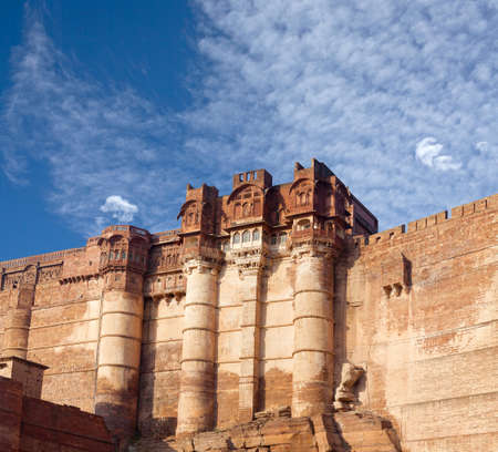 Famous old Mehrangarh or Mehran Fort in Jodhpur, Rajasthan, India. Built in 1459, the fort is situated 125 m above the cityのeditorial素材