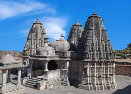 Exterior of ancient Jain temple in Kumbhalgarh, Rajasthan state of Indiaのeditorial素材