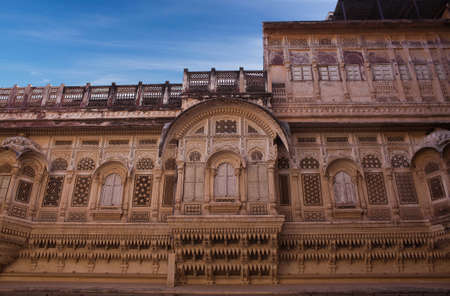 Exterior of palace in famous Mehrangarh Fort in Jodhpur, Rajasthan state, India. 15th century A.D. This is one of the largest forts in India.のeditorial素材