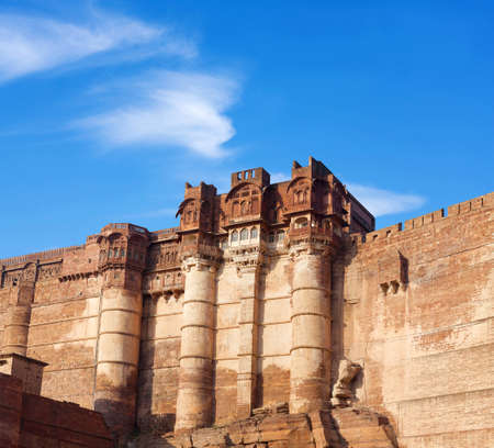 Famous old Mehrangarh or Mehran Fort in Jodhpur, Rajasthan, India. Built in 1459, the fort is situated 125 m above the cityのeditorial素材