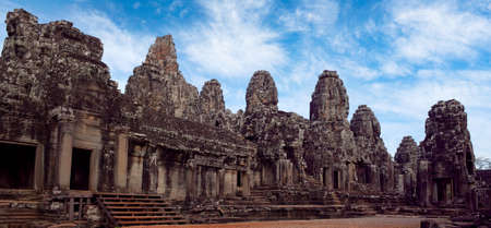 Panorama of ancient Prasat Bayon temple (late 12th - early 13th century) in Angkor Thom, Siem Reap, Cambodia.の写真素材