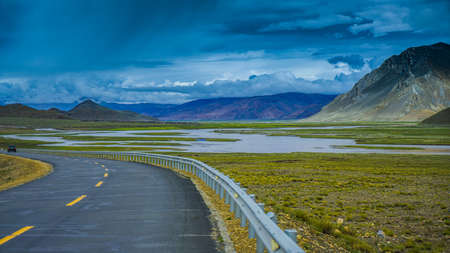 mountains, rivers, lakes, snow-capped mountains and grasslands in China.の写真素材