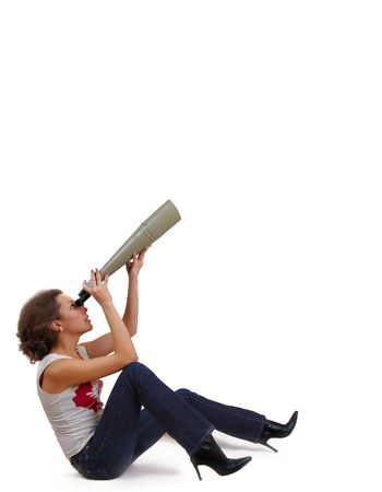 woman watching the starsの写真素材