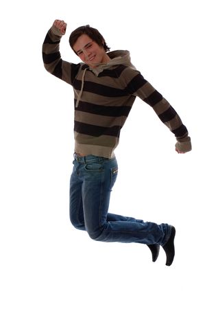 jump for joy isolated on white backgroundの写真素材