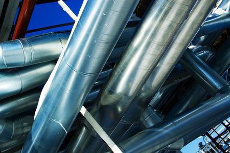 Industrial zone, Steel pipe-linesの写真素材