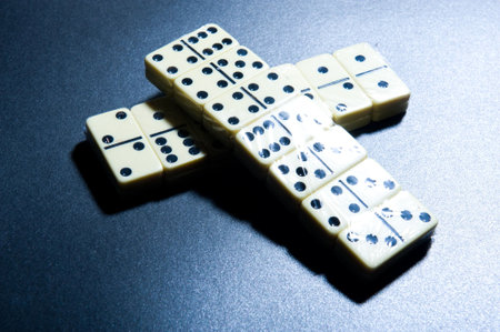 Close up of group dominoes. Business concept