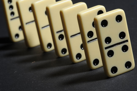 Close up of group dominoes. Business concept