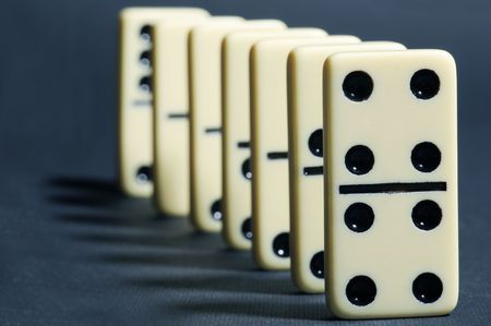 Close up of group dominoes. Business conceptの写真素材