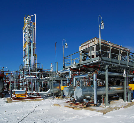 Industrial zone. The newest equipment of oil refining