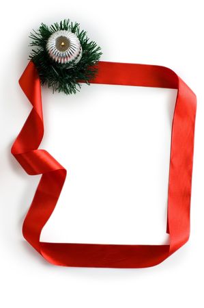 Christmas frame and Burning candle with a decorative fur-treeの写真素材