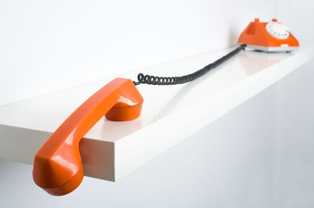 Close up of old fashioned phone hookの写真素材