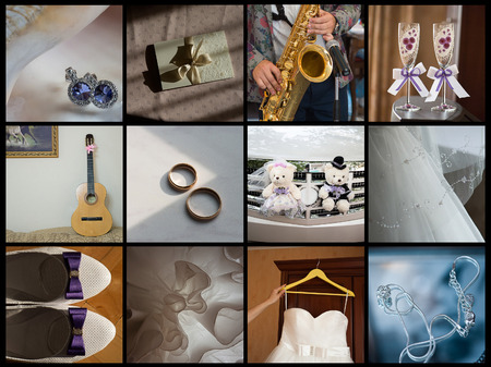 Collection of wedding details. Close-up image viewの写真素材