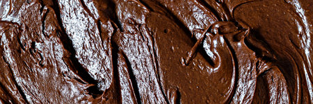 Chocolate texture (mousse, ganache) with pieces of chocolate drops. Raw dough for making American...