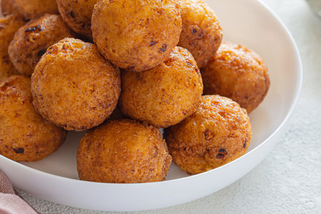 Donuts. Homemade cakes made from curd balls. Cottage cheese donuts with powdered sugar. selective focusの写真素材