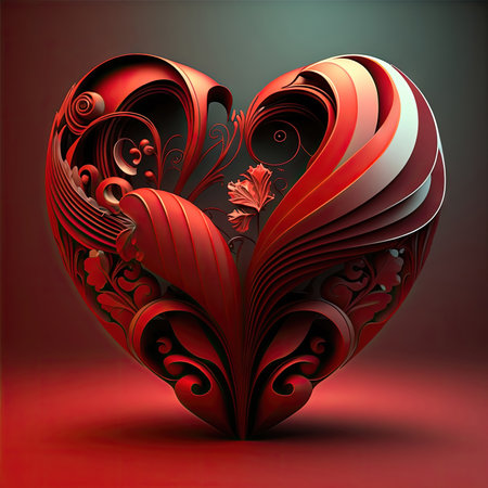Beautiful heart made of fiery lava. An unusual gift for Valentine's Dayの写真素材