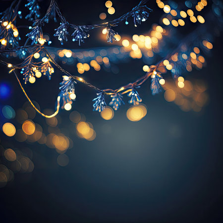 A colorful Christmas lights background is a visual display of brightly lit, multicolored bulbs...