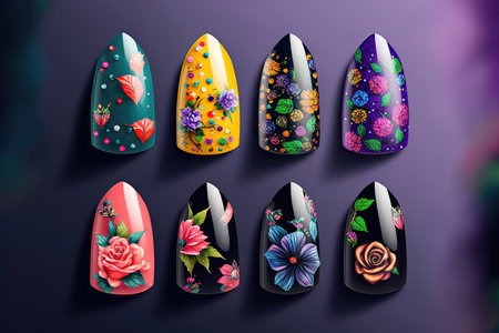From bold patterns to bright colors, nail art is a fun way to express your personal style and make a statement. You can try simple designs like polka dots or stripes, or get creative with intricate patterns, glitter, and more. The possibilities are endless!の写真素材